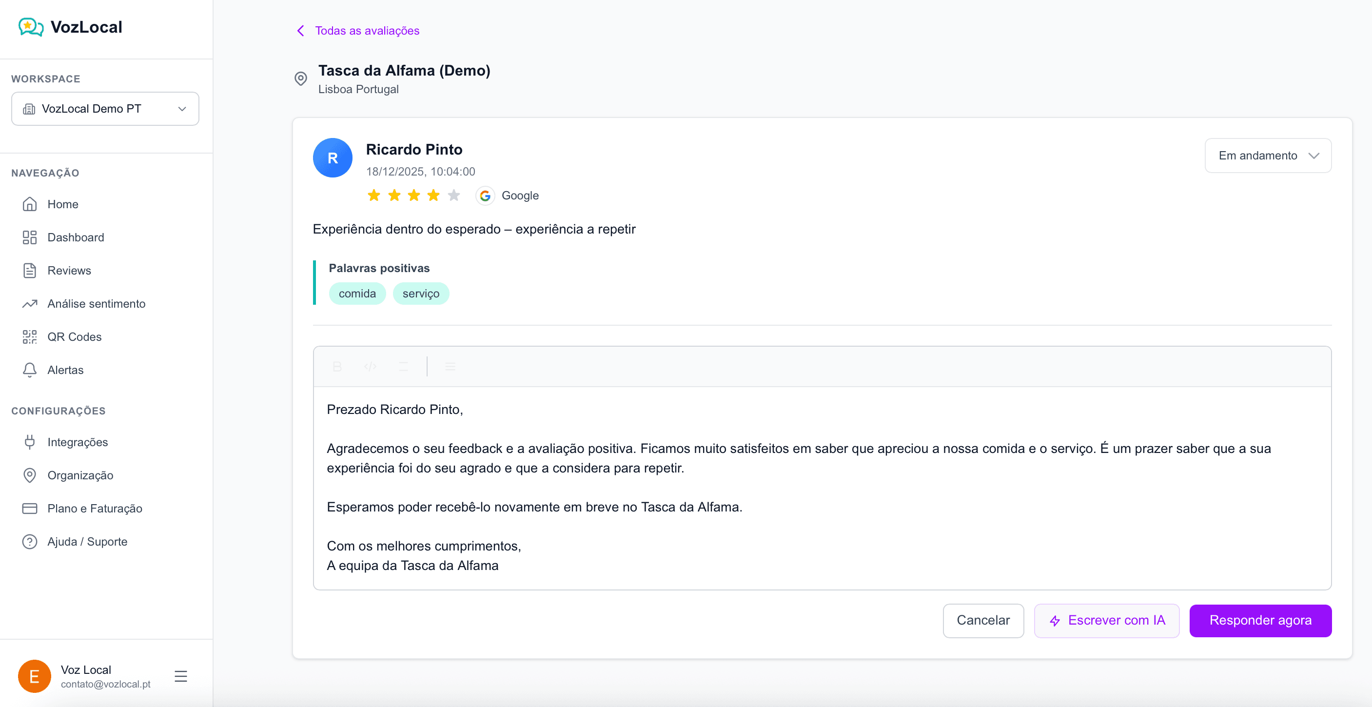 Respostas com contexto